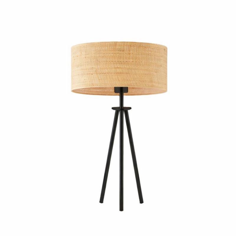 Lampka Nocna Volta Light Factory Deco Abażur Rattan/Czarny Walec 1xE27 1szt.