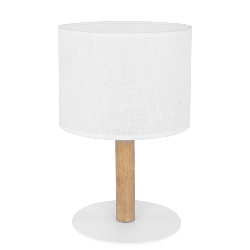Lampka TK-Lighting Deva biały abażur drewniana podstawa - 1 szt.
