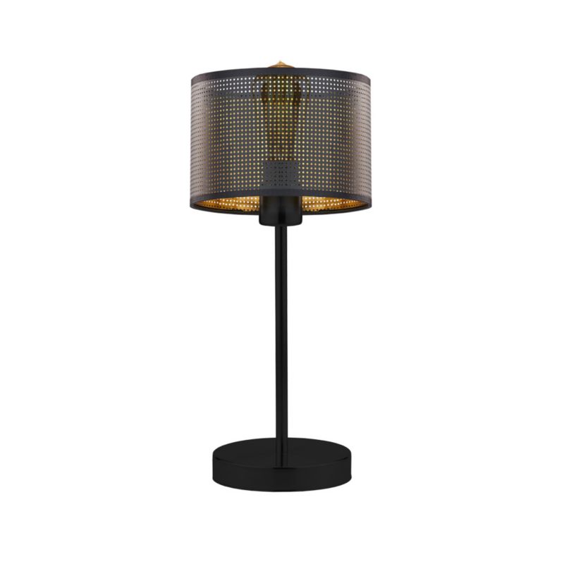 Lampka Nocna Volta Light Factory Blues Abażur Czarny ze złotem/czarny Walec 1xE27 1szt.