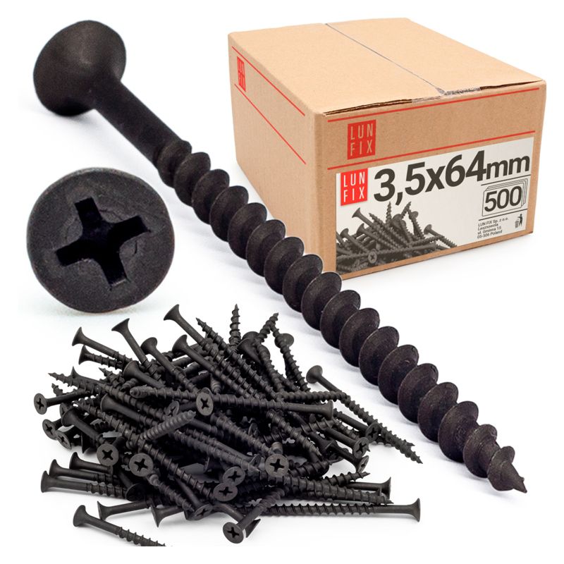 Wkręty do kartongipsu Lun Fix do drewna 3,5x64mm 500szt.