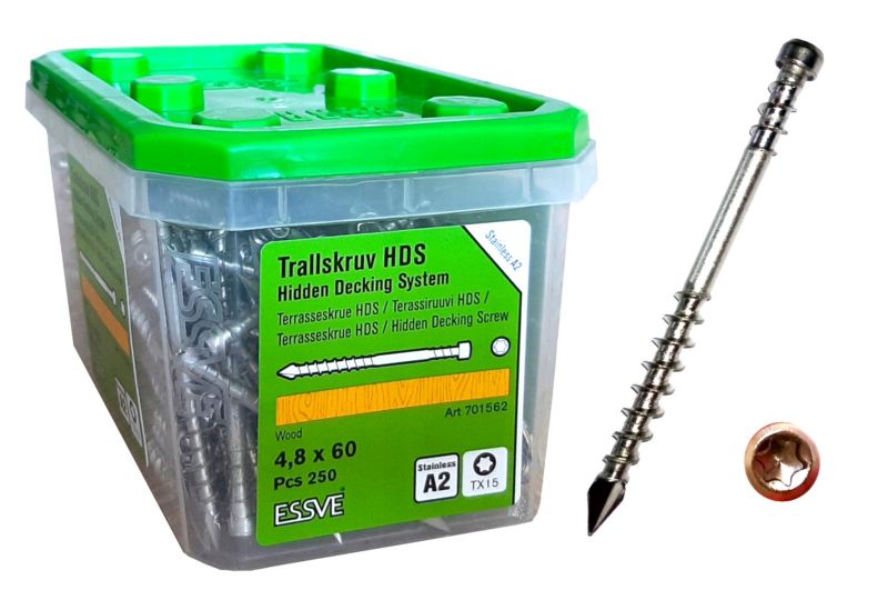 Wkręty ESSVE do drewna Tarasowe 4,8X60Mm Hds Pro, Stal A2 250Szt.