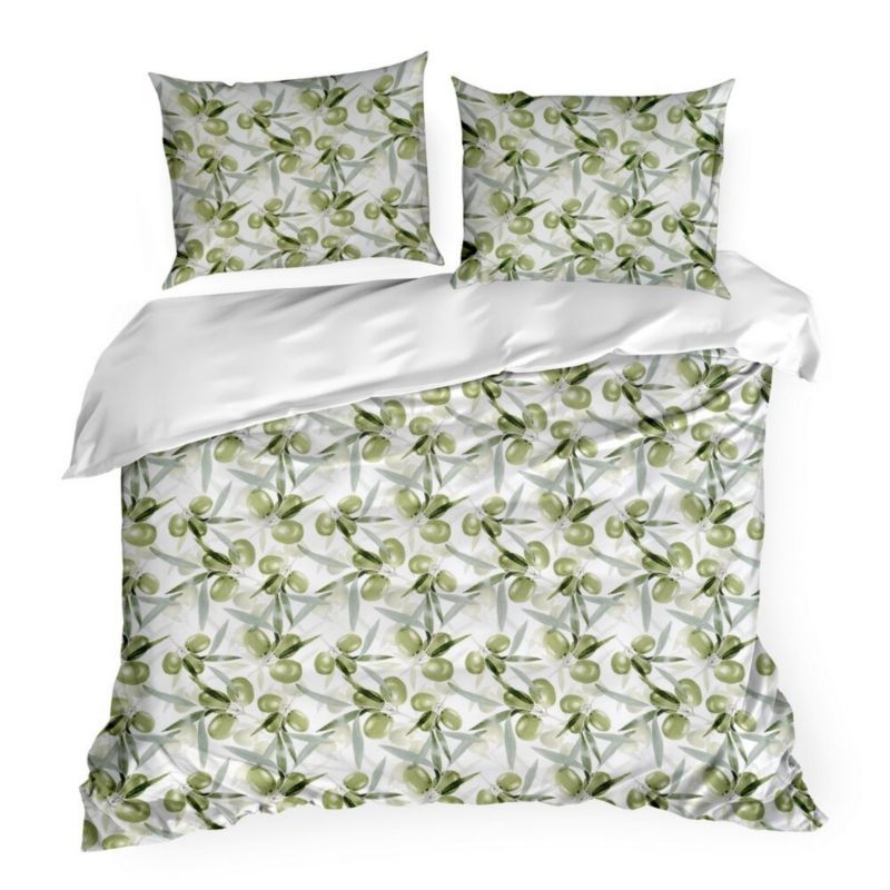Pościel SPRING/84 Eurofirany 220x200 cm biało zielona bawełna satynowa 1 kpl