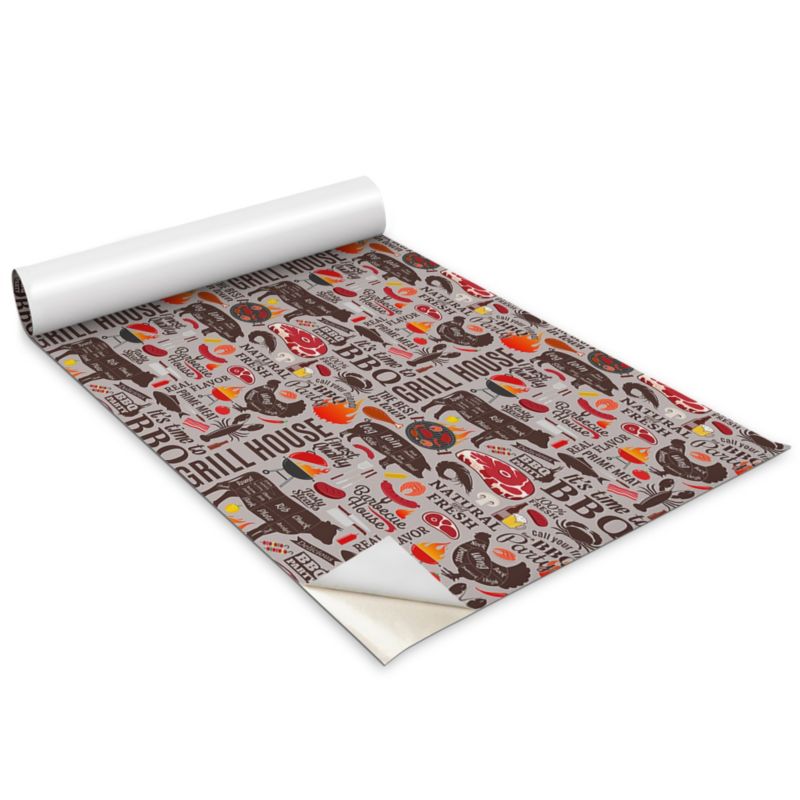 Folia Samoprzylepna Do Mebli Wallfluent 100x50 cm Rysunkowy grill Matowa Okleina Dekoracyjna 1 rol.