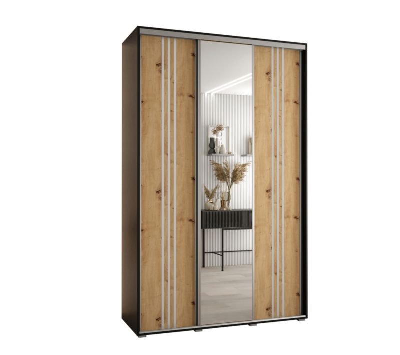 Szafa przesuwna Abiks DAVOS 7 wysoka szer.150cm gł.60cm czarny/artisan/srebrny 1szt.