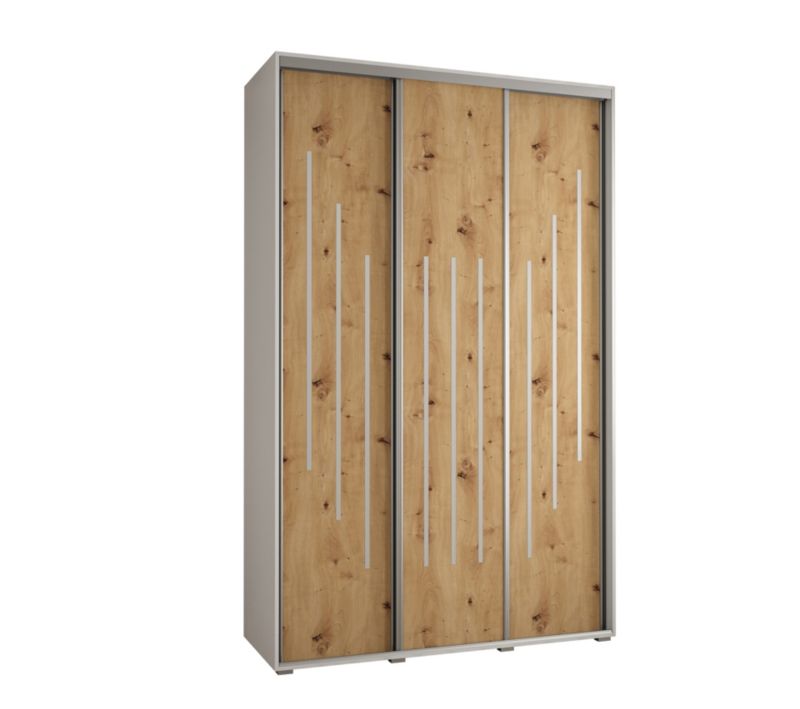 Szafa przesuwna Abiks DAVOS 8 wysoka szer.150cm gł.60cm biały/artisan/srebrny 1szt.