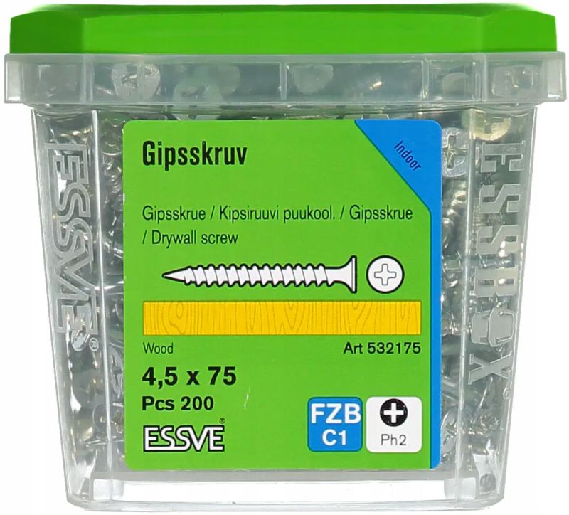 Wkręty Essve 4,5X75Mm Do Montażu Płyt G-K Do Drewna 200 Szt.