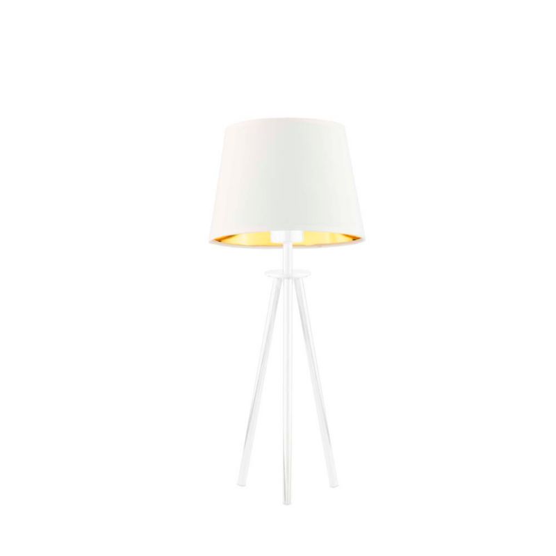 Lampka Nocna Volta Light Factory Deco Abażur Biały ze złotem Stożek 1xE27 1szt.