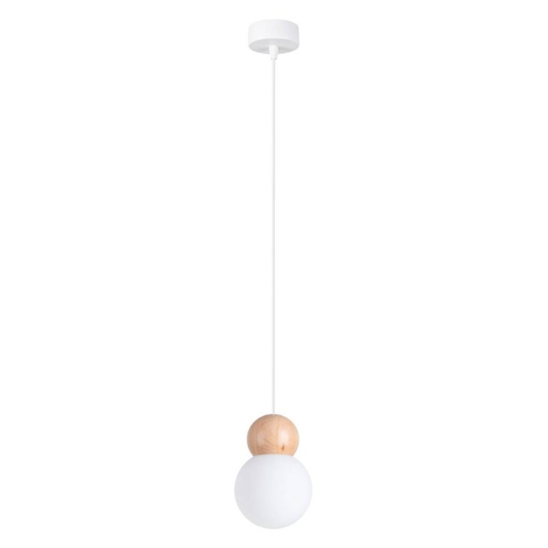 Lampa wisząca Sollux Lighting Pekka biało-naturalne drewno punktowa 1xG9 x 8W 1 szt.
