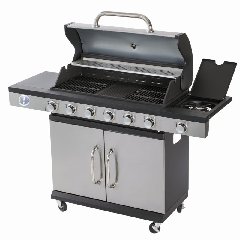 Grill gazowy 6 palników + palnik boczny, żeliwny ruszt Blaupunkt GG601 1szt.