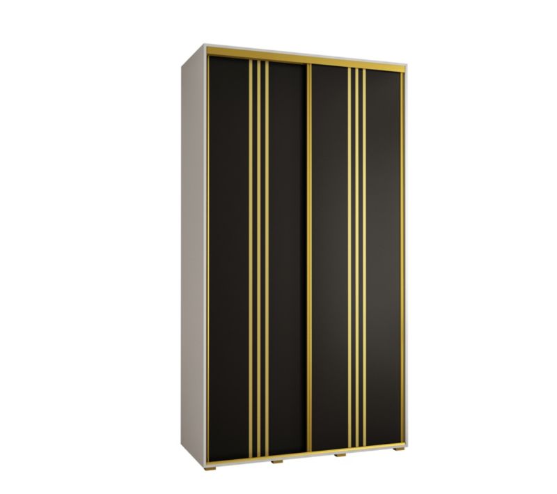 Szafa przesuwna Abiks DAVOS 6 wysoka szer.140cm gł.60cm biały/czarny/złoty 1szt.