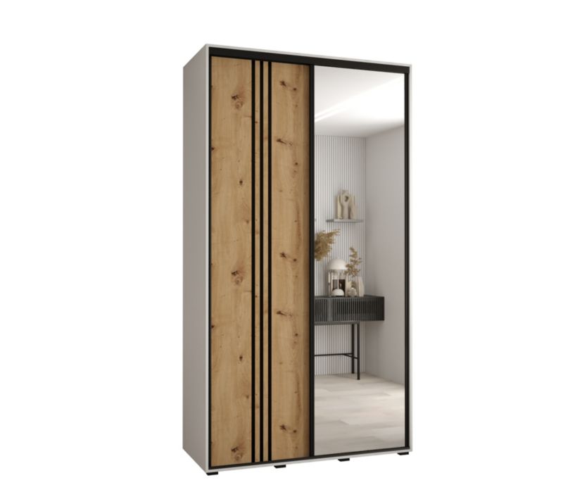 Szafa przesuwna Abiks DAVOS 7 wysoka szer.140cm gł.60cm biały/artisan/czarny 1szt.