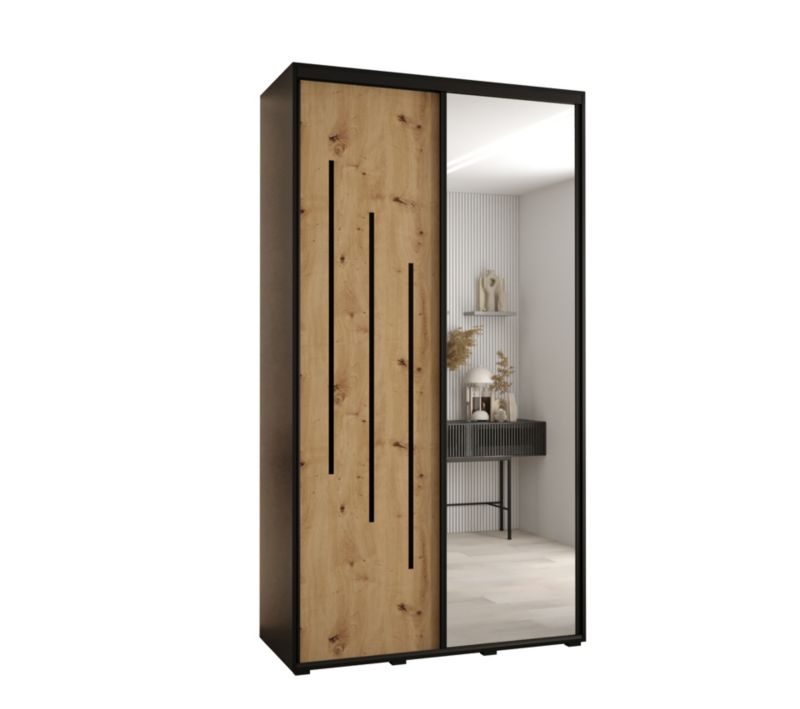 Szafa przesuwna Abiks DAVOS 9 wysoka szer.130cm gł.60cm czarny/artisan/czarny 1szt.