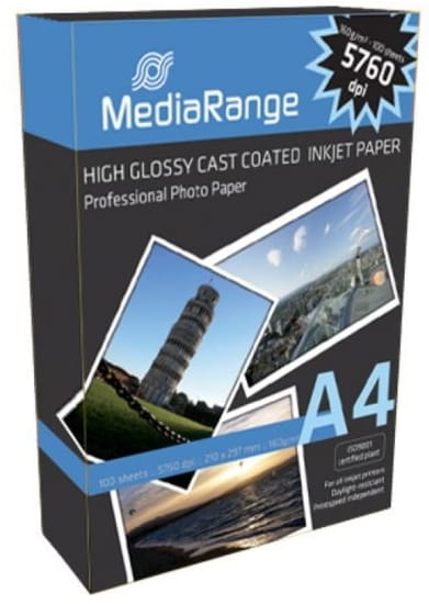 MEDIARANGE Papier 160g op-100 A4 Glossy MRINK105 5760dpi - Henryx24