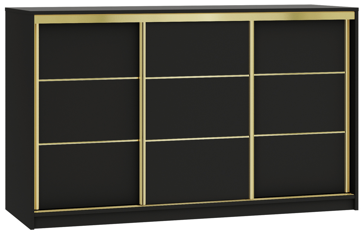 Czarna komoda przesuwna z szufladami 160 cm GOLD