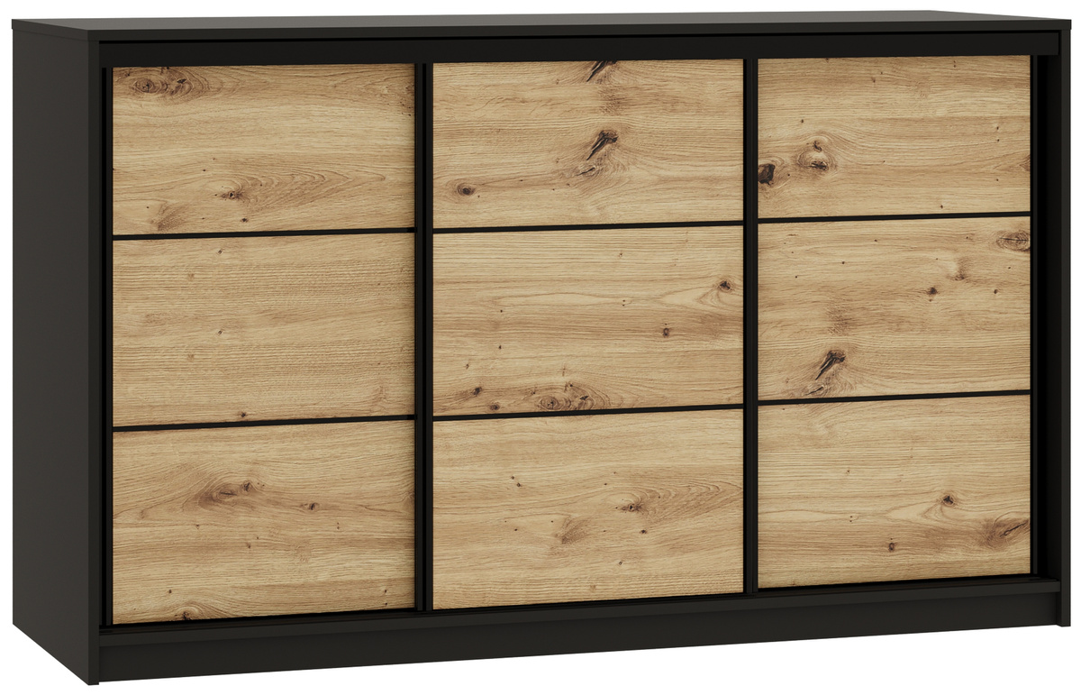 Pojemna komoda przesuwna 160 cm z szufladami LOFT dąb artisan