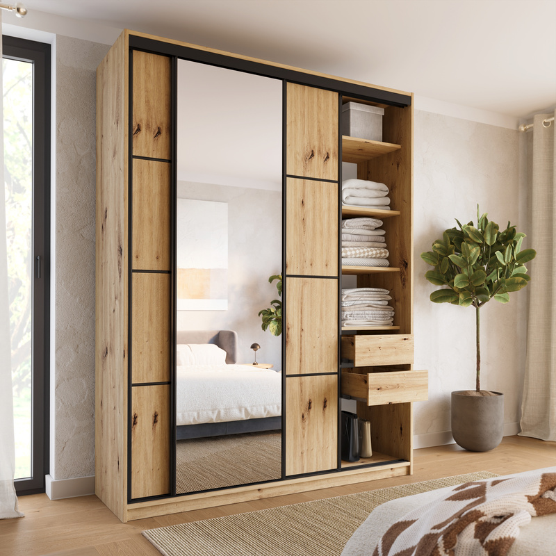 Wysoka szafa przesuwna z lustrem 180 cm LOFT MAX