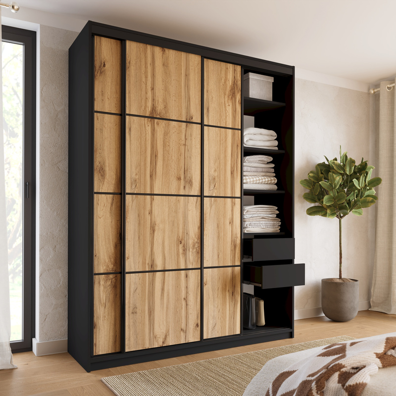 Wysoka szafa przesuwna do sypialni 180 cm LOFT MAX