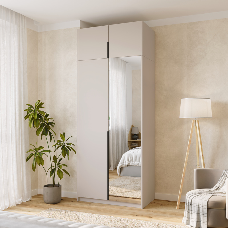 Kaszmirowa wysoka szafa uchylna z lustrem 100 cm ASAN