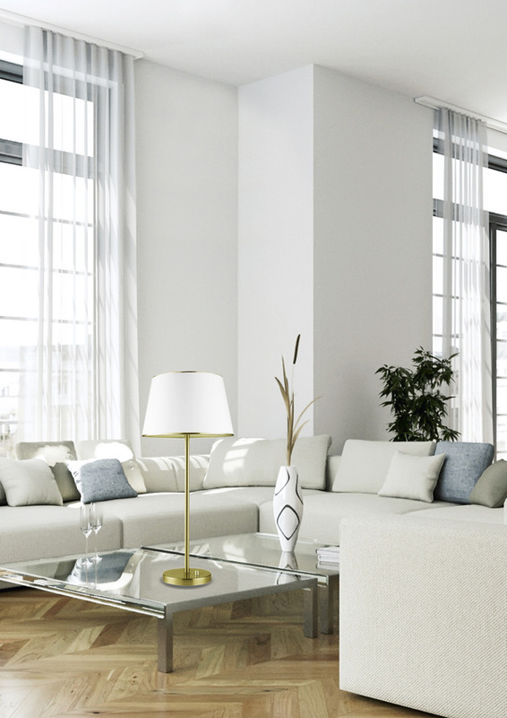 Złota lampka stołowa gabinetowa do biura rustykalna IBIS metalowa