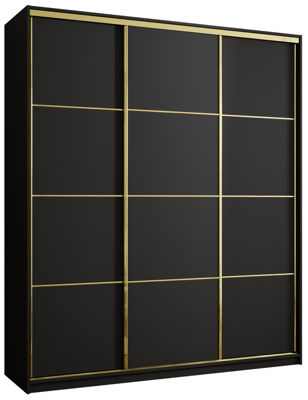 Czarna wysoka szafa przesuwna 200 cm GOLD NEW MAX