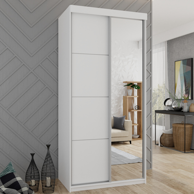 Szafa z lustrem 100 cm do przedpokoju dwudrzwiowa TARO biały