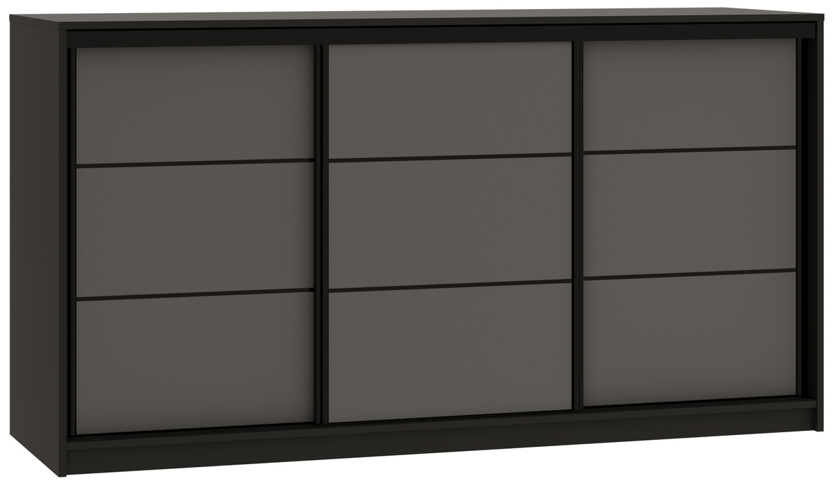 Grafitowa komoda przesuwna do sypialni z szufladami 180 cm LOFT