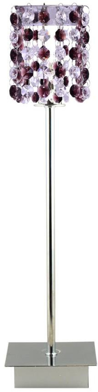 Chromowana lampka stołowa glamour do salonu Classic szkło burgundowe