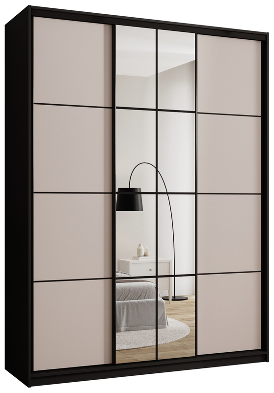 Wysoka szafa przesuwna do sypialni 180 cm z lustrem EDGE MAX