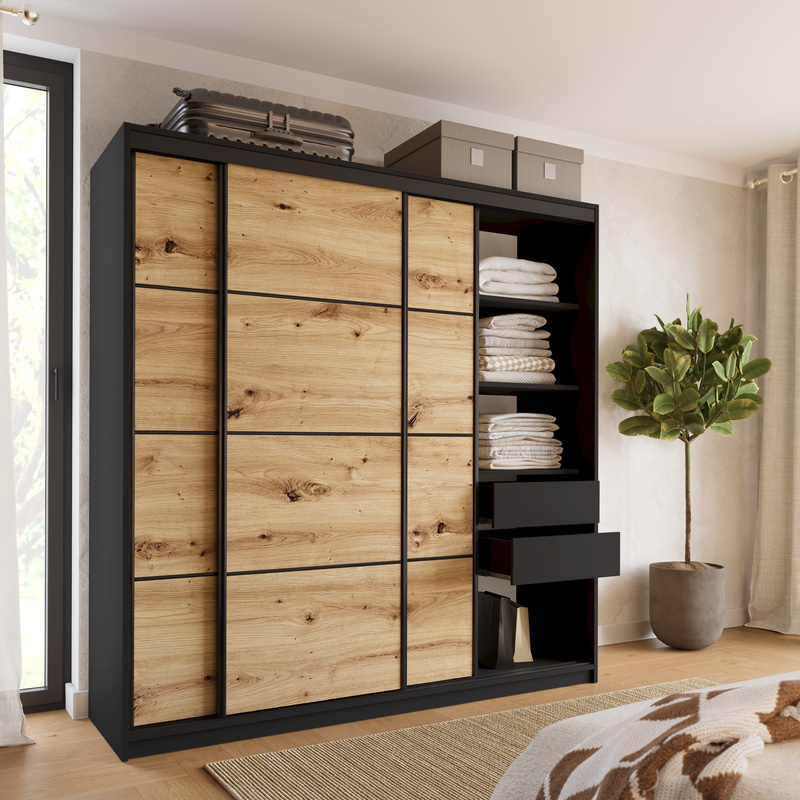 Szafa przesuwna 200 cm dąb artisan LOFT