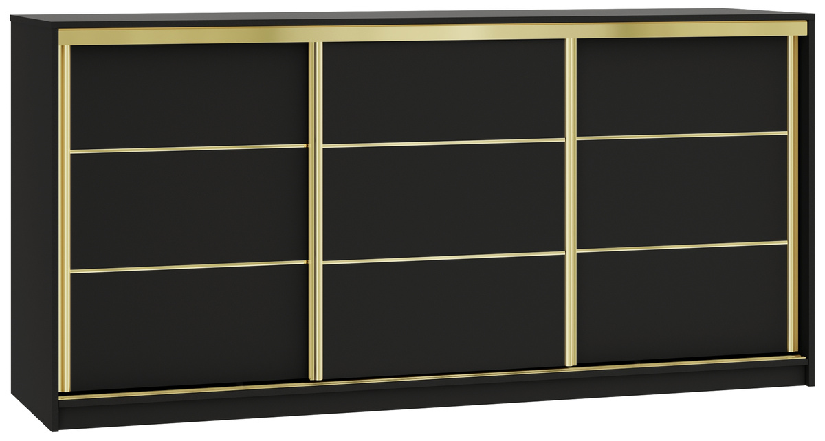 Czarna komoda przesuwna z szufladami 200 cm GOLD