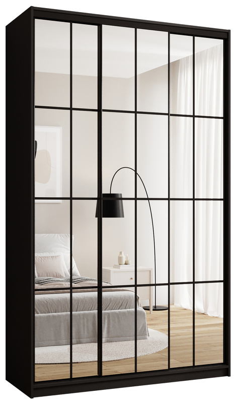 Trzydrzwiowa wysoka szafa przesuwna 150 cm lustrem OPTICA MAX