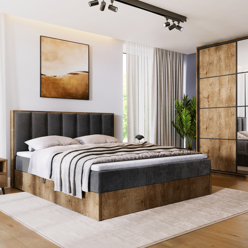 Łóżko kontynentalne 180x200 do sypialni LOFT II z pojemnikiem