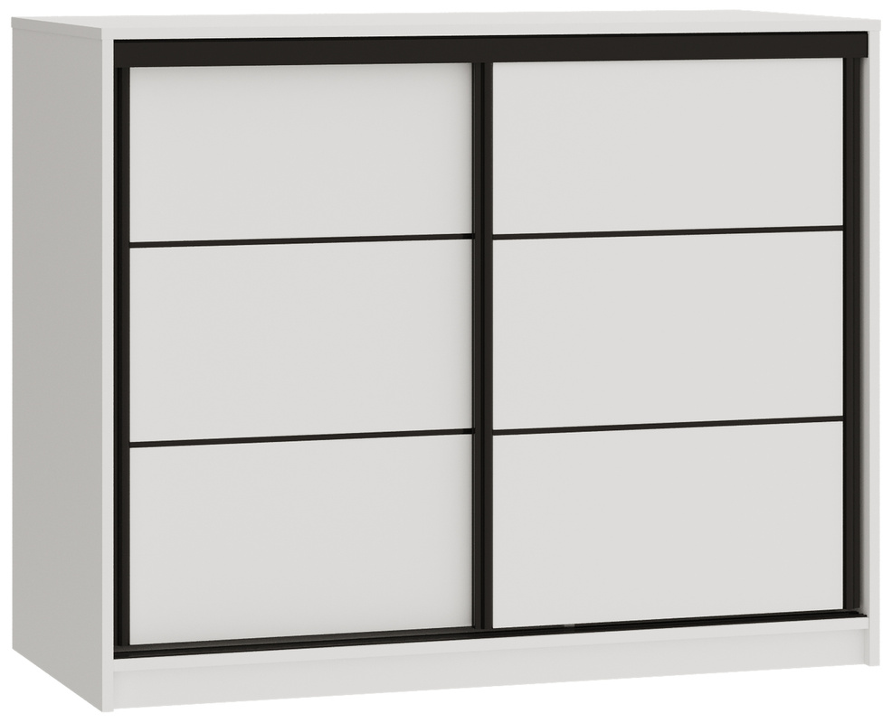 Biała komoda przesuwna 120 cm z szufladami LOFT