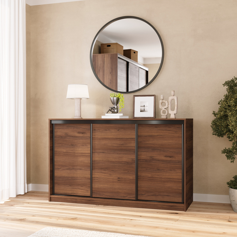 Komoda przesuwna z szufladami i drążkami 160 cm LOFT orzech