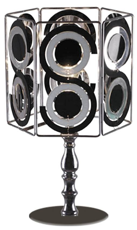 Chromowo-czarna lampka stołowa do salonu NEMO z miejscem na żarówkę