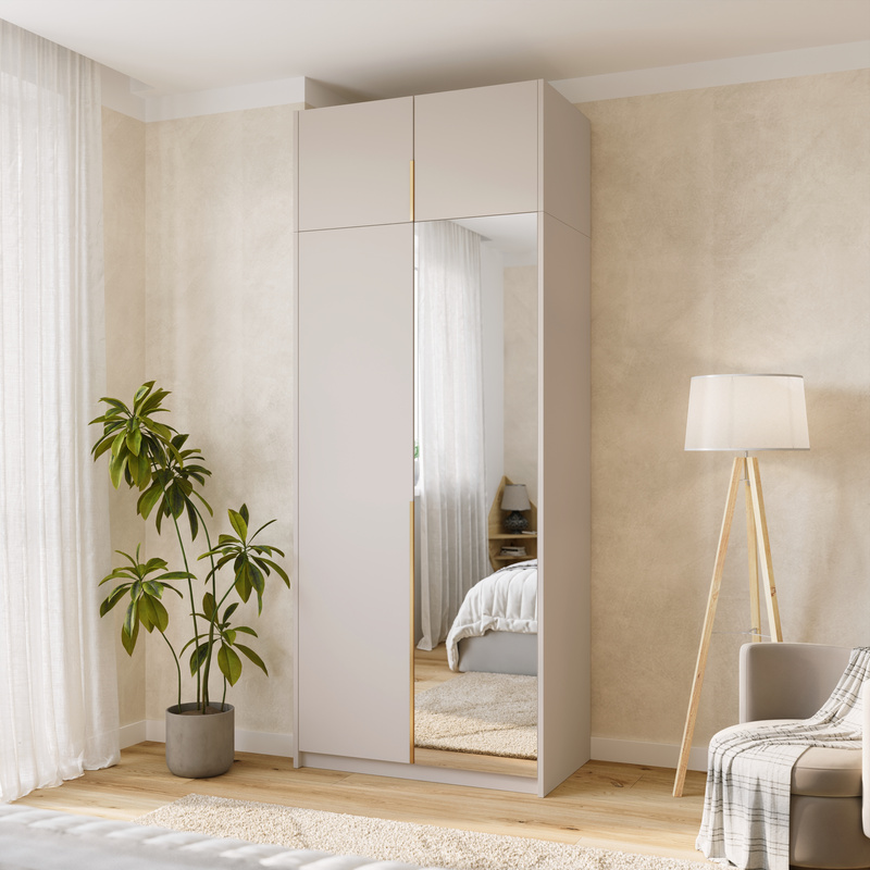 Kaszmirowa wysoka szafa uchylna z lustrem 100 cm ASAN