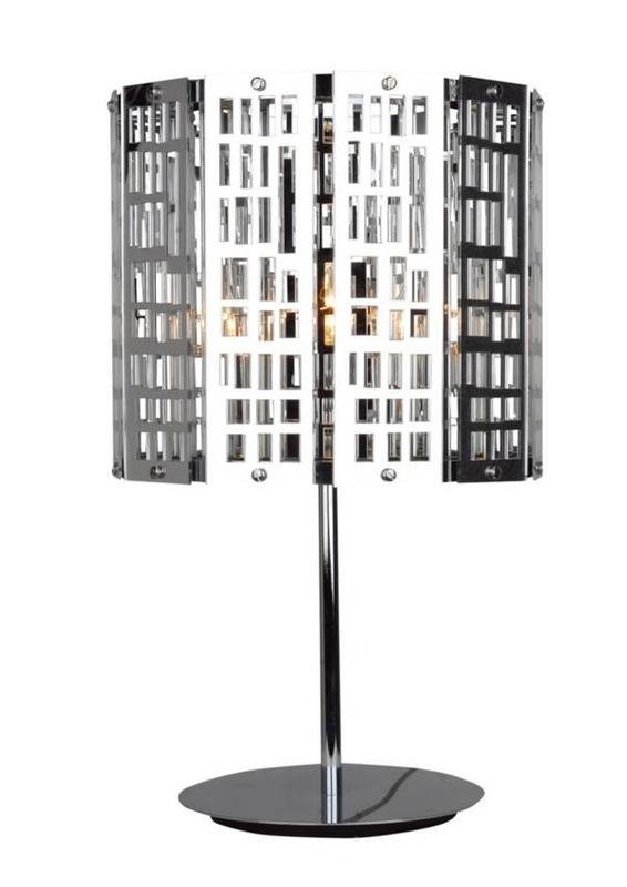 Chromowana lampka stołowa do salonu i sypialni ZORBA metalowa