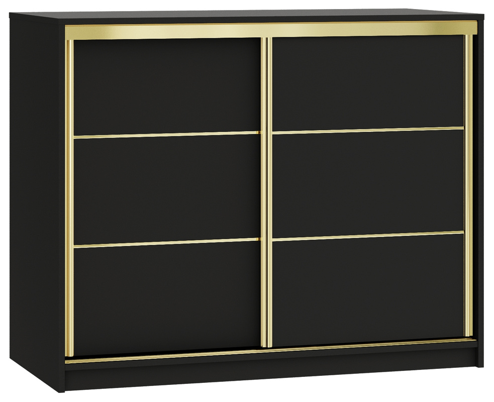 Czarna komoda przesuwna z szufladami 120 cm GOLD
