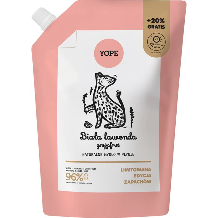 YOPE Mydło w płynie (refill) Biała Lawenda Grejpfrut, 600 ml