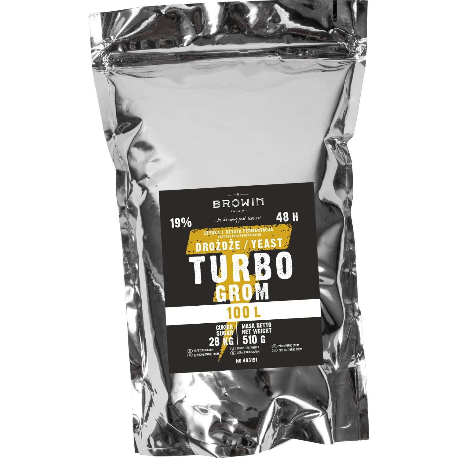 Drożdże gorzelnicze TURBO GROM 48 h 100 l - 510 g