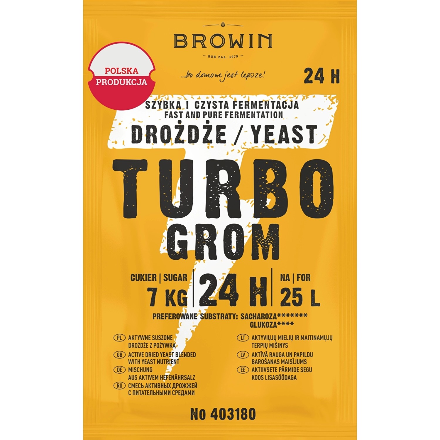 Drożdże gorzelnicze Turbo Grom 24 h - 180 g