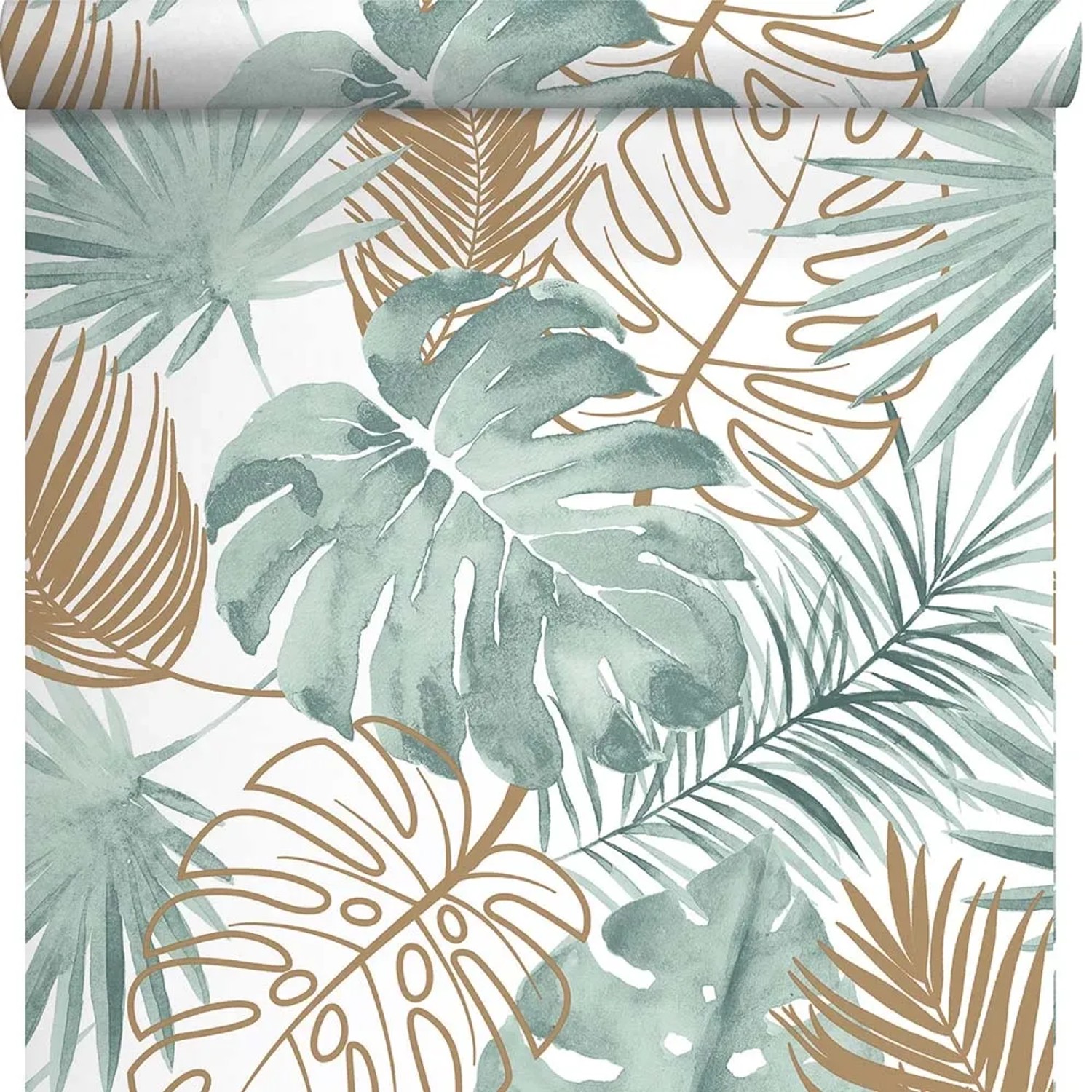 Tapeta winylowa na flizelinie MONSTERA beżowo-morska