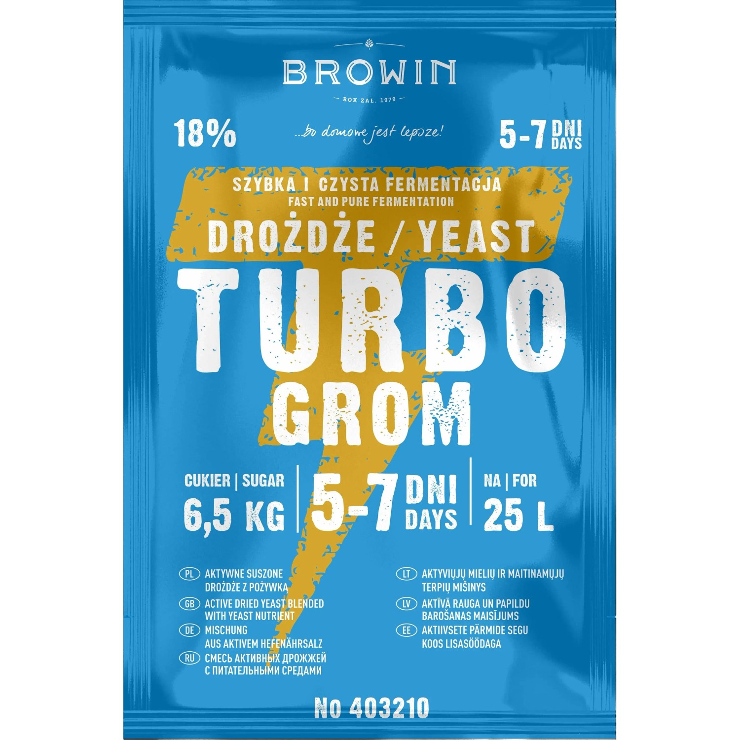 Drożdże gorzelnicze TURBO GROM 5-7 dni - 85 g