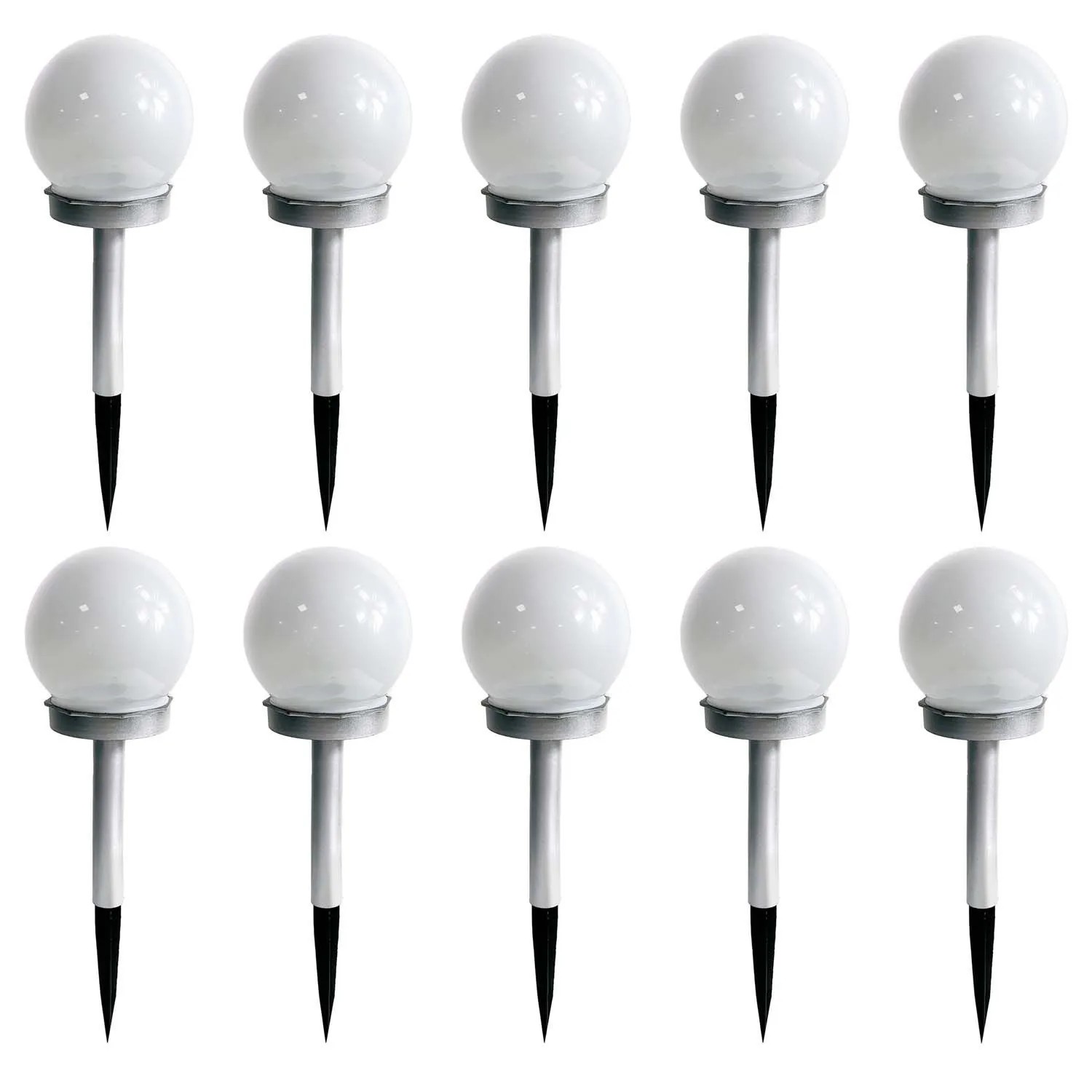 4iQ Zestaw 10 lamp solarnych LED RGB AURA srebrnych śr. 10 cm