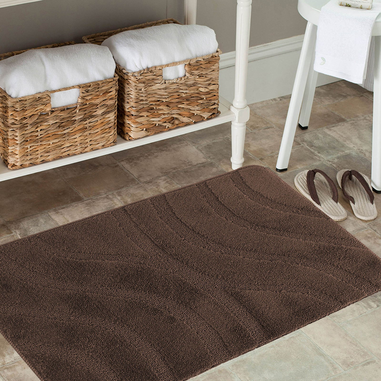 Komplet łazienkowy z wycięciem pod toaletę Montenegro Fale - czekoladowy