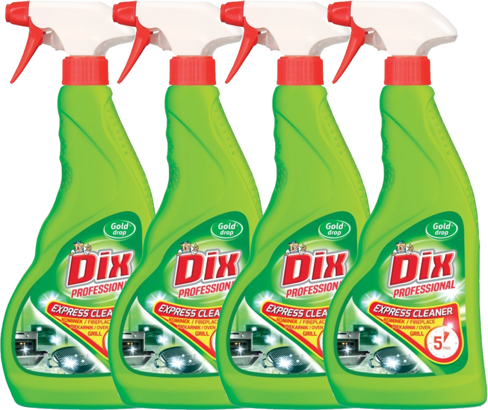 4x Płyn do czyszczenia kuchenek kominka grilla Dix Professional Gold Drop, z rozpylaczem, 0.5l