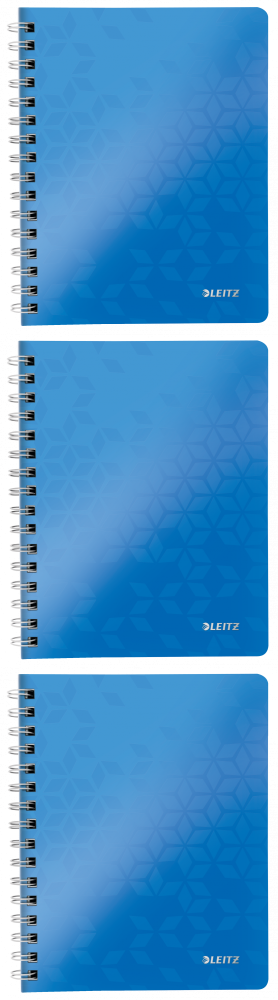 3x Kołonotatnik Leitz Wow, A5, w kratkę, 80 kartek, okładka PP, niebieski
