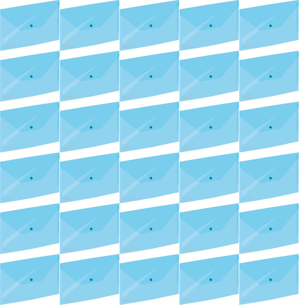 30x Teczka kopertowa Grand 9113, A4, na zatrzask, transparentny niebieski