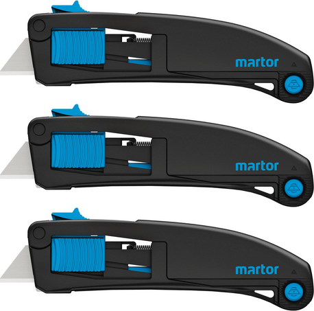 3x Nóż bezpieczny Martor Secupro Maxisafe, z wymiennym ostrzem, czarny