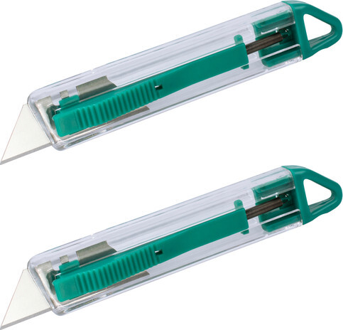 2x Nóż bezpieczny Wolfcraft WF4135000, z wymiennym ostrzem, transparentny